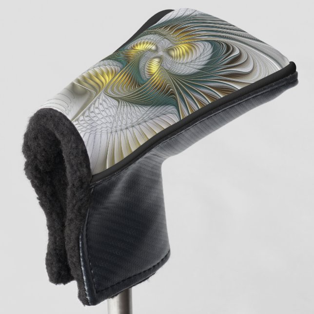 Nobile Golden Aquamarine Abstrakte Fantasie Frakta Golf Headcover (3/4 Vorderseite)