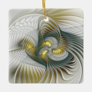 Nobile Golden Aquamarine Abstrakte Fantasie Frakta Keramikornament