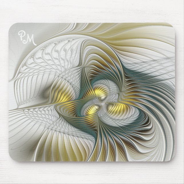 Nobile Golden Aquamarine Abstrakte Fantasie Frakta Mousepad (Vorne)