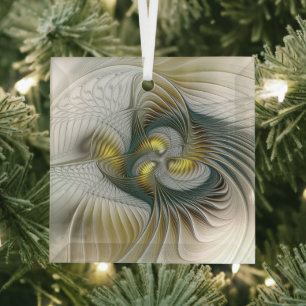 Nobile Golden Aquamarine Abstrakte Fantasie Frakta Ornament Aus Glas