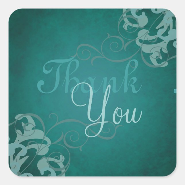 Noble Aquamarin Scroll Aquamarin Danke Aufkleber (Vorderseite)
