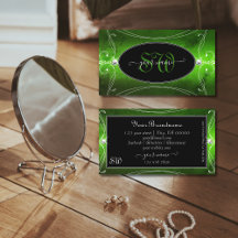 Noble Black Green Verziert Sparkle Diamonds Monogr