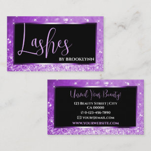 Noble Black Luxury Lila Ombre Sparkling Glitzer Visitenkarte