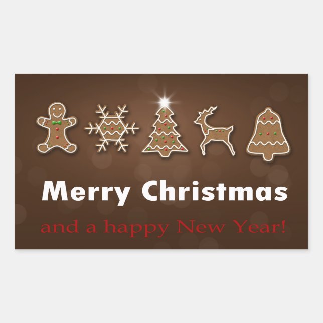 Noble Christmas Gingerbread Cookies Rechteckiger Aufkleber (Vorderseite)