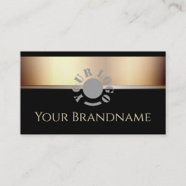 Noble Dunkle Gold Gradient auf Schwarz mit Logo Lu Visitenkarte