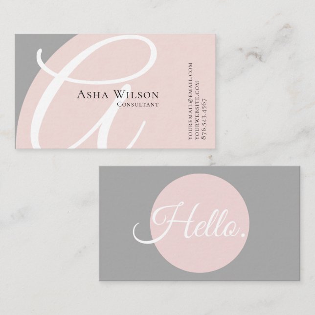 Noble elegante rosa und graue Visitenkarte (Vorne/Hinten)