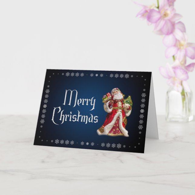Noble Frohe Weihnachten mit dem Weihnachtsmann! Karte (Orchidee)