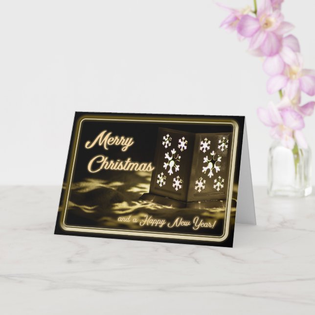 Noble Frohe Weihnachten mit funkelnden Lichtern! K Karte (Orchidee)
