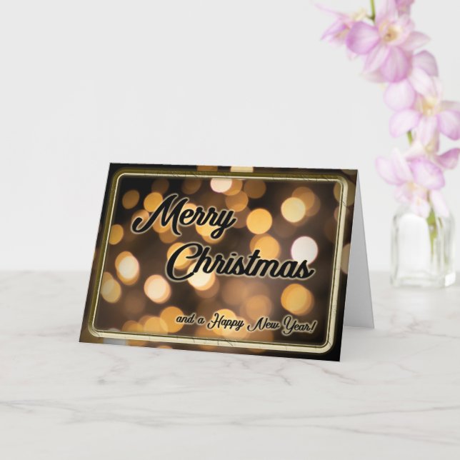 Noble Frohe Weihnachten mit funkelnden Lichtern! Karte (Orchidee)