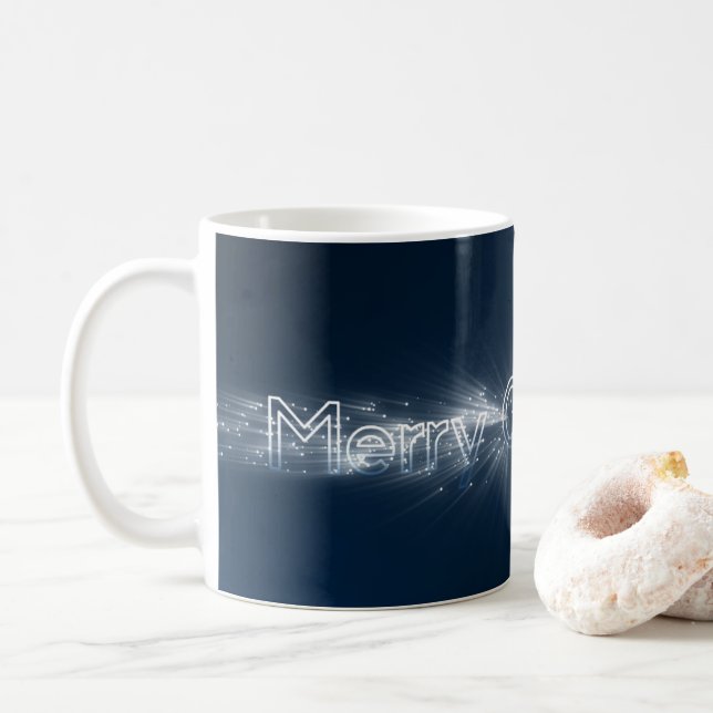 Noble Frohe Weihnachtsschneeflocken Glitzern Kaffeetasse (Mit Donut)