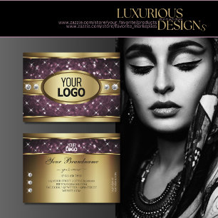 Noble Gold Lila Glitzer Stars Diamonds Logo hinzuf Visitenkarte