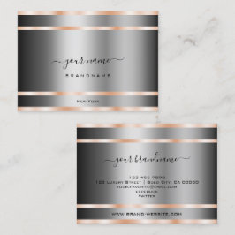 Noble Graphite Silver Schimmery Rose Golden Lines Visitenkarte