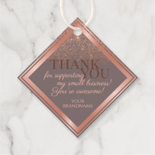 Noble Gray und Rose Gold mit Glitzer Vielen Dank Geschenkanhänger