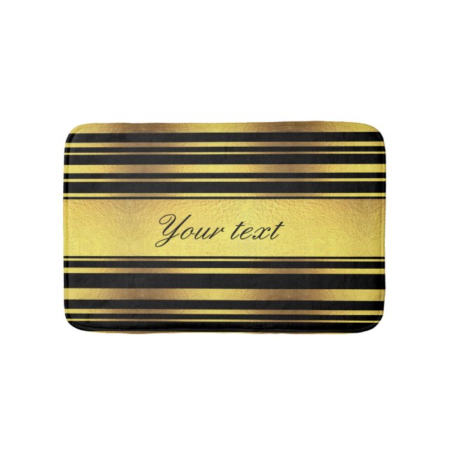 Noble Imitat-Goldfolie und schwarze Streifen Badematte (Vorderseite)