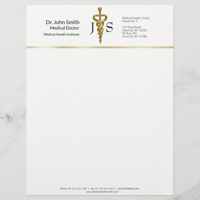 Noble Klassik Medical Elegante Gold Silbermedaille Briefbogen (Vorderseite)