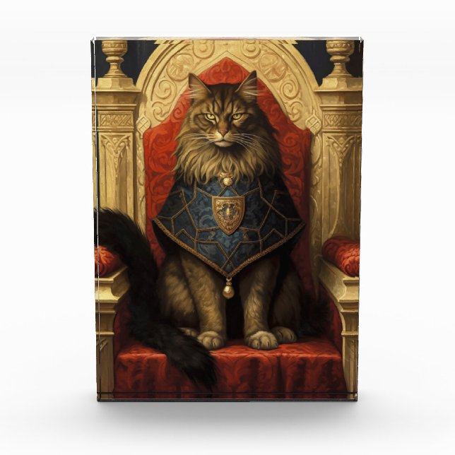 Noble Maine Coon Cat Throne Art Print Fotoblock (Vorderseite)