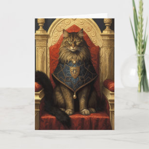 Noble Maine Coon Cat Throne Art Print Karte