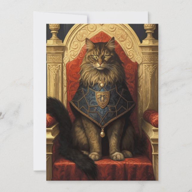Noble Maine Coon Cat Throne Art Print Karte (Vorderseite)