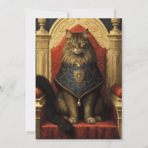 Noble Maine Coon Cat Throne Art Print Karte