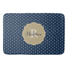 Noble Marine-Blau-Tupfen und korallenrotes Badematte