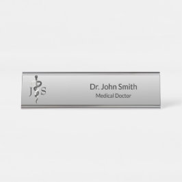 Noble Medical Elegant Klassischer Schwarz-weißer A Schreibtischnamensplakette