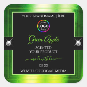 Noble noir marbré vert avec logo Étiquette produit