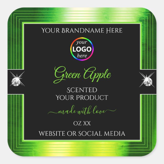 Noble noir marbré vert avec logo Étiquette produit (Devant)