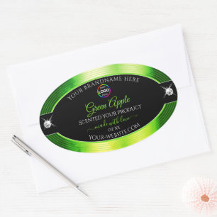 Noble noir marbré vert avec logo Étiquette produit