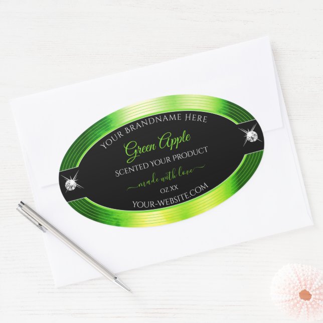 Noble noir marbré vert brillants Étiquette de prod (Enveloppe)