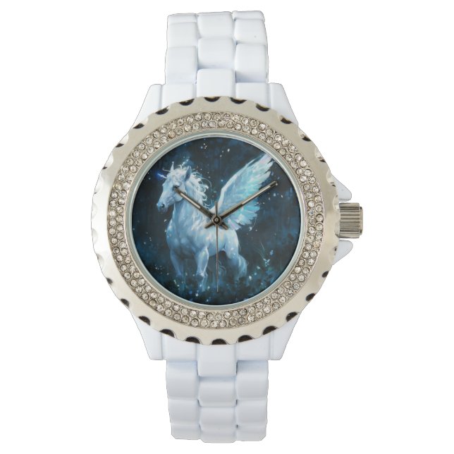 Noble Pegasus in der Nacht Armbanduhr (Vorderseite)