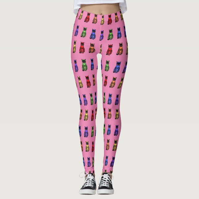 Noble Rainbow Cats Sitting on Pink Leggings (Vorderseite)