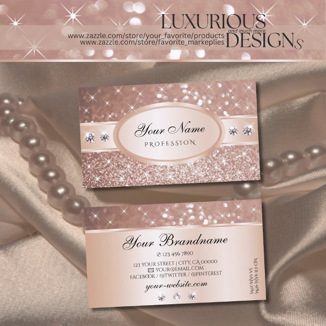 Noble Rose Golden Glitzer Stars Visitenkarte (Von Creator hochgeladen)