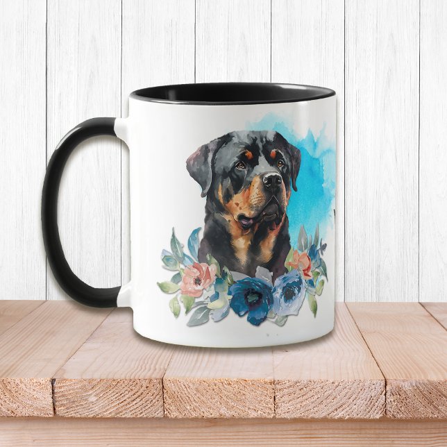 Noble Rottweiler Blue Floral Bouquet Tasse (Von Creator hochgeladen)