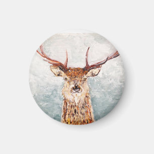 Noble Scottish Stag Painting Magnet