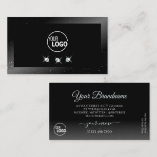 Noble Shimmery Black Sparkling Diamonds mit Logo Visitenkarte