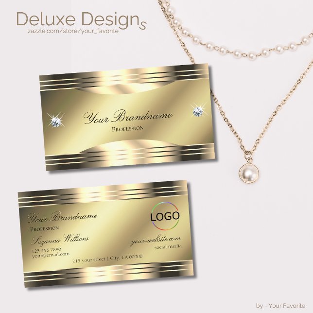 Noble Shimmery Gold mit Shiny Diamonds und Logo Visitenkarte (Von Creator hochgeladen)