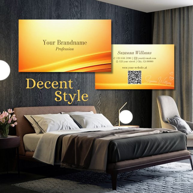 Noble Shimmery Orange geschliffene Dekoration mit  Visitenkarte (Von Creator hochgeladen)