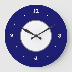 Noble stark vereinfachte blaue und weiße große wanduhr