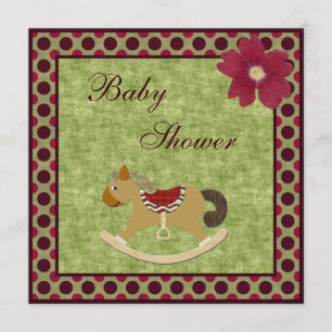 Noble Vintage Schwingpferdepolka-Punkt-Baby-Dusche Einladung
