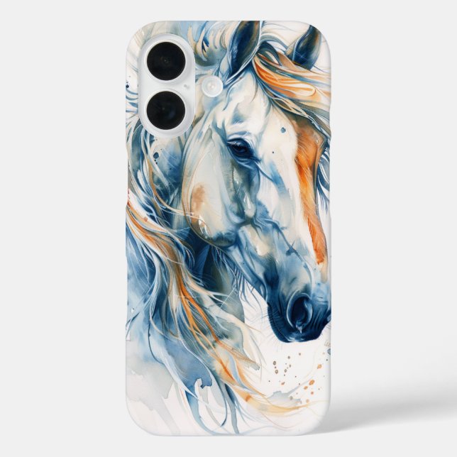 Noble White Horse iPhone 16 Hülle (Rückseite)
