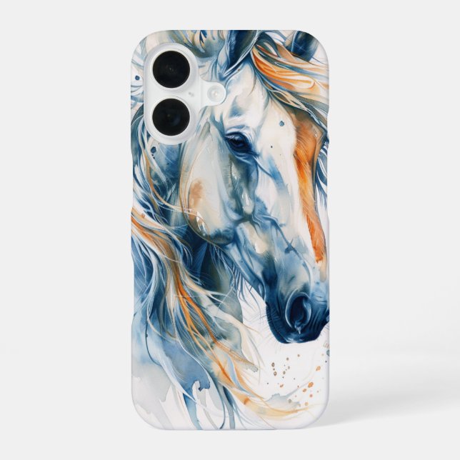 Noble White Horse iPhone 16 Hülle (Rückseite)