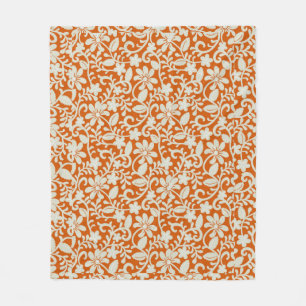 Nobler Blumendamast gebranntes orange Muster Fleecedecke