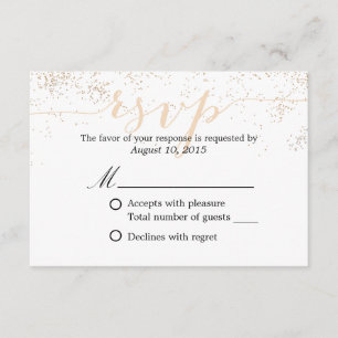 Nobler Confetti punktiert Skript-Hochzeit UAWG RSVP Karte