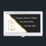 Nobler Haustier-Modell-Visitenkarte-Kasten Visitenkarten Dose<br><div class="desc">Pet Service-Geschäftskarten-Hüllen in einer noblen modernen Schablonenart mit Gold farbigem Haustiersymbol und noble Entwurfselemente für einen großen ersten Eindruck.  Denken Sie an dieses als Visitenkartekastenschablone für einen Haustierservice,  Haustier-Modell oder alle mögliche Haustierservice- oder -industriefachleute.</div>
