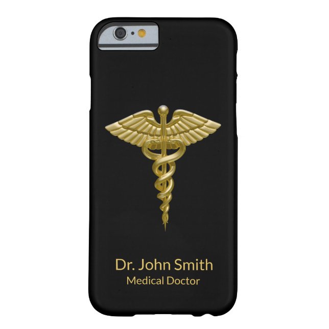 Nobler medizinischer GoldCaduceus auf schwarzem Case-Mate iPhone Hülle (Rückseite)