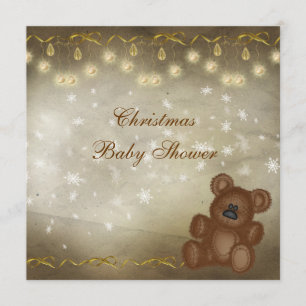 Nobler Teddybär-neutrale WeihnachtsBabyparty Einladung