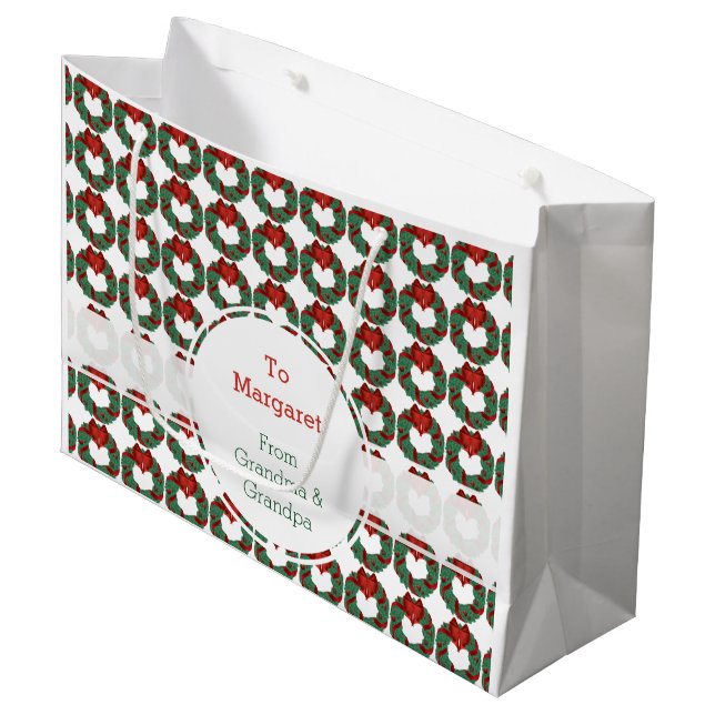 Nobler WeihnachtsKranz Große Geschenktüte (Vorderseite Schrägansicht)