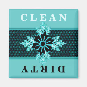 Nobles Aqua und schwarze Blumenspülmaschine Magnet