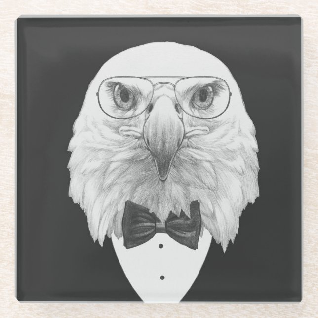 Nobles Eagle-Porträt Glasuntersetzer (Vorderseite)