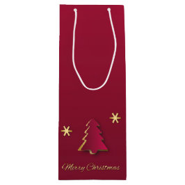 Nobles elegantes Goldroter Weihnachtsbaum Geschenktüte Für Weinflaschen